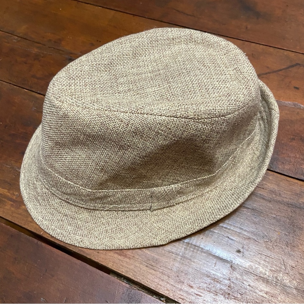 Weatherproof Tan Tweed Look Polyester Mens Fedora Hat - size M
